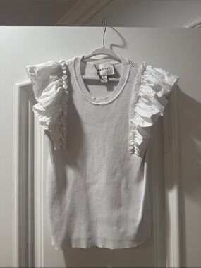 White Ruffle Sleeve Tank Top - Industry